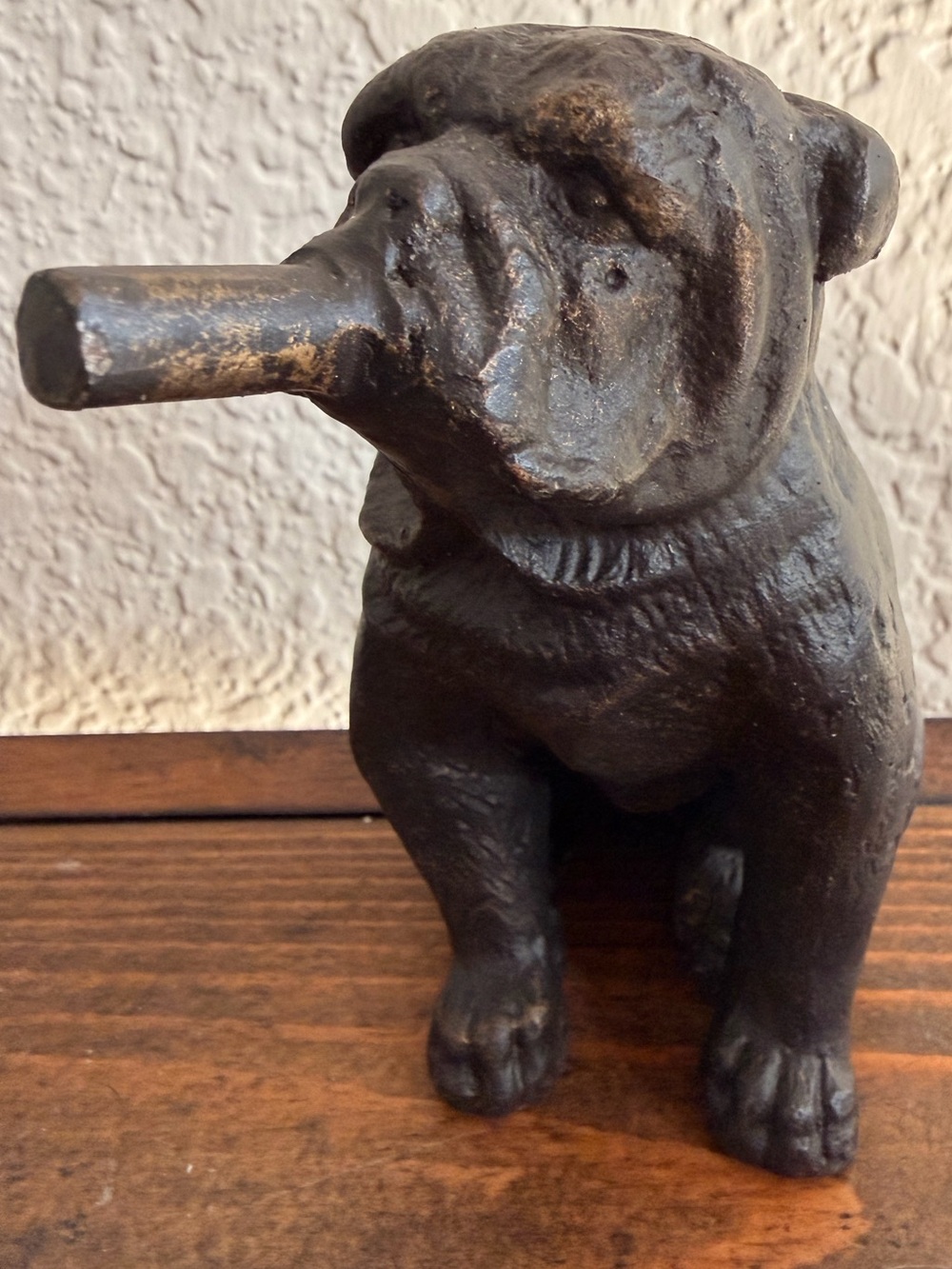 Vintage-Style Cast Iron Bulldog Sculpture in Dark Brown